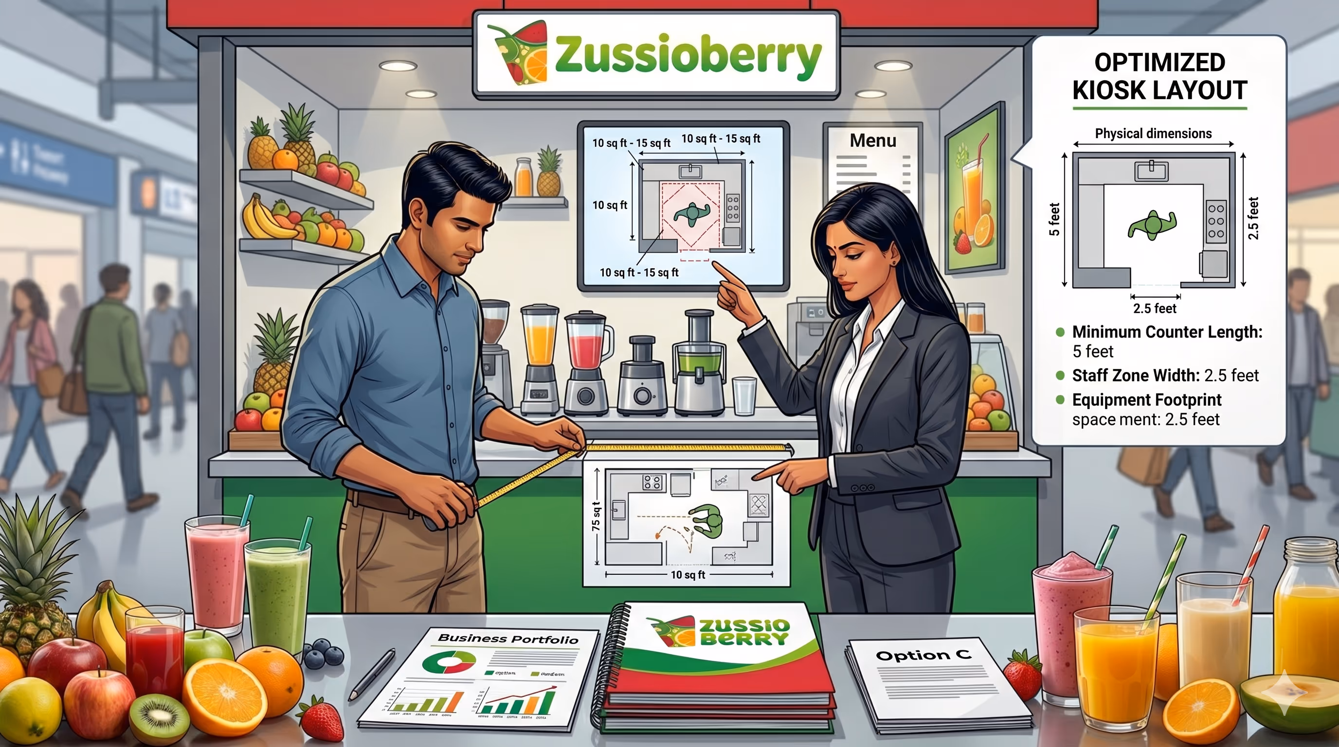 What Is the Minimum Space Required for a Juice Kiosk?