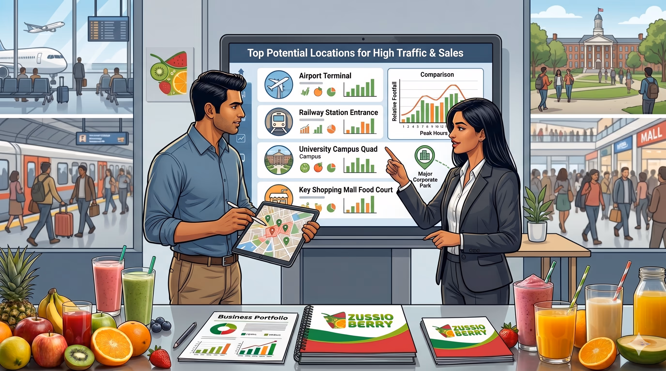 Which Locations Generate the Highest Sales for Juice Kiosks?